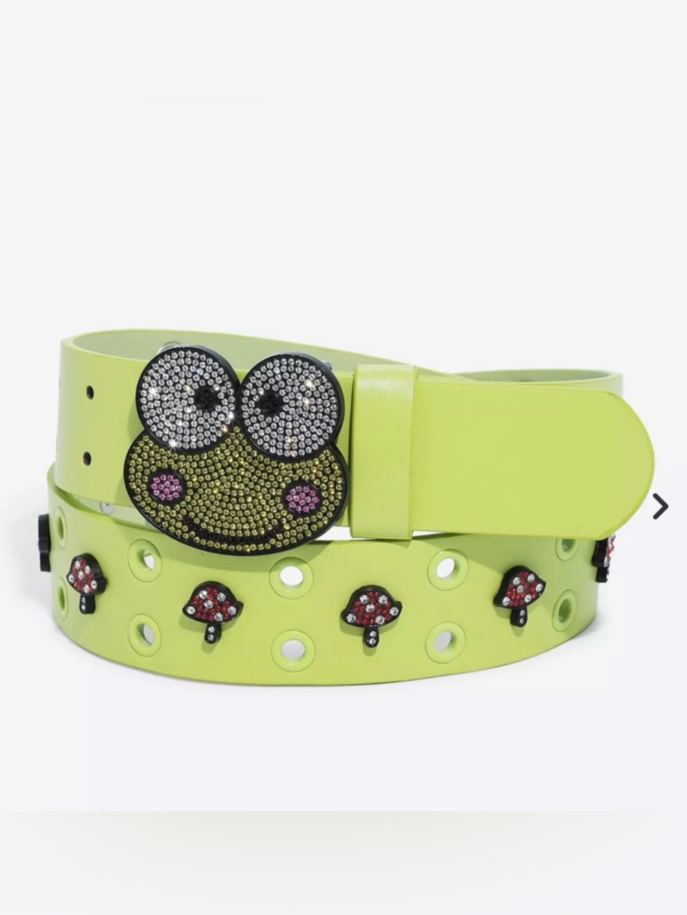Sanrio Keroppi Mushroom Frog Belt Green Sequins 2XL NWOT Unisex